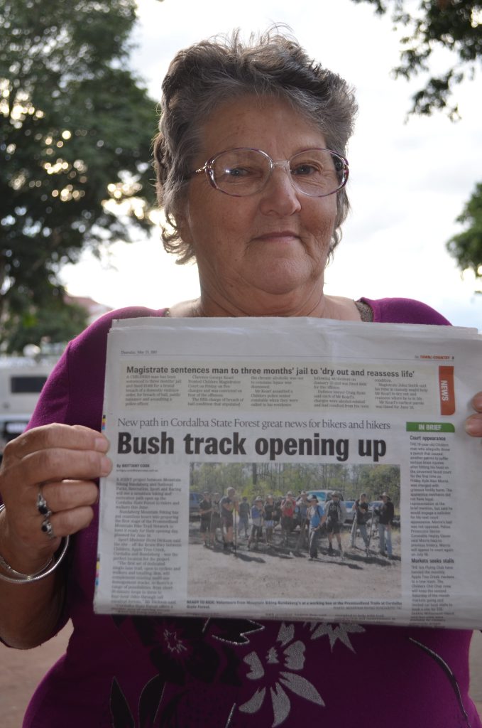 The news of people using the new Cordalba State Forest bike trail has former Isis Central resident Laurel Fotheringham very worried. She's fearful a giant wild panther lives in the area. Photo Brittany Cook / Isis Town & Country The news of people using the new Cordalba State Forest bike trail has former Isis Central resident Laurel Fotheringham very worried. She's fearful a giant wild panther lives in the area. Photo Brittany Cook / Isis Town & Country