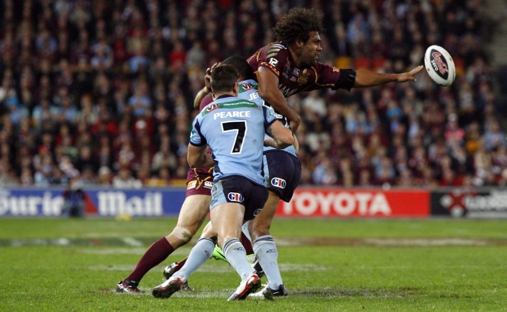 Maroons Sam Thaiday during the State of Origin game at Suncorp Stadium in 2012. Maroons Sam Thaiday during the State of Origin game at Suncorp Stadium in 2012.