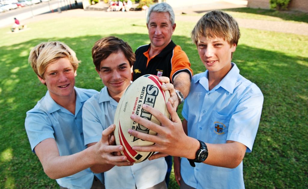 SUPER GENES: Rugby coach Dave Nicol feels super sporting genes have been passed down to Declan Leaney, Angus Hickey and Cooper Taeketa. Photo: Rob Wright/Coffs Coast Advocate SUPER GENES: Rugby coach Dave Nicol feels super sporting genes have been passed down to Declan Leaney, Angus Hickey and Cooper Taeketa. Photo: Rob Wright/Coffs Coast Advocate
