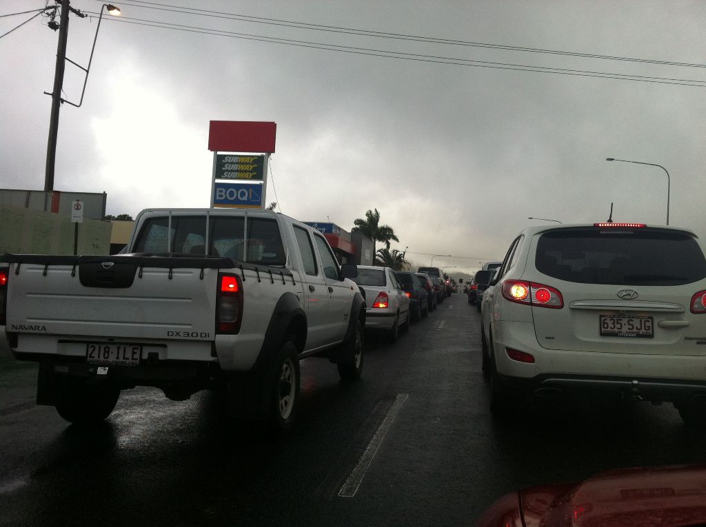 Traffic chaos at the corner of High and Musgrave Sts about 9.20am in Rockhampton after a truck towing a wide load jack-knifed on the new (Neville Hewitt Bridge) bridge about 5am today, with part of the load hanging over the edge of the bridge in the southbound lane. Traffic chaos at the corner of High and Musgrave Sts about 9.20am in Rockhampton after a truck towing a wide load jack-knifed on the new (Neville Hewitt Bridge) bridge about 5am today, with part of the load hanging over the edge of the bridge in the southbound lane.