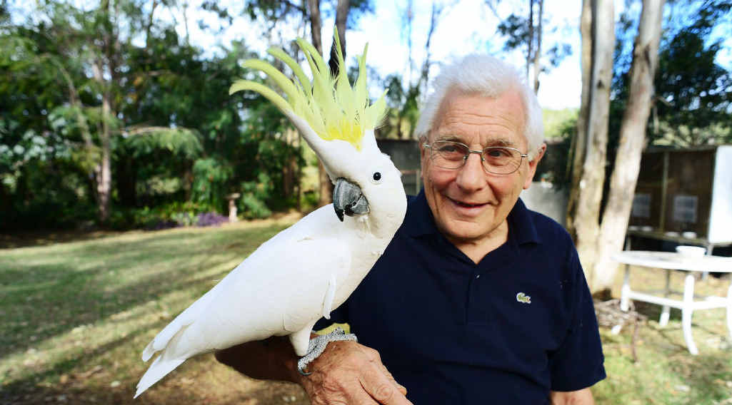 PRETTY BOY: Terry White of Redbank Plains with his nine-year-old pet cockatoo Casper. PRETTY BOY: Terry White of Redbank Plains with his nine-year-old pet cockatoo Casper.