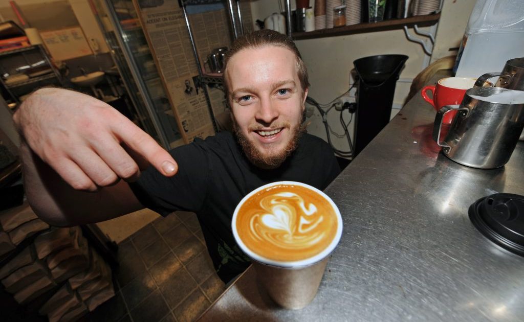 Husk and Honey Cafe's Elliot Gwynne tied for first place at a recent latte art competition in Mooloolaba. Husk and Honey Cafe's Elliot Gwynne tied for first place at a recent latte art competition in Mooloolaba.