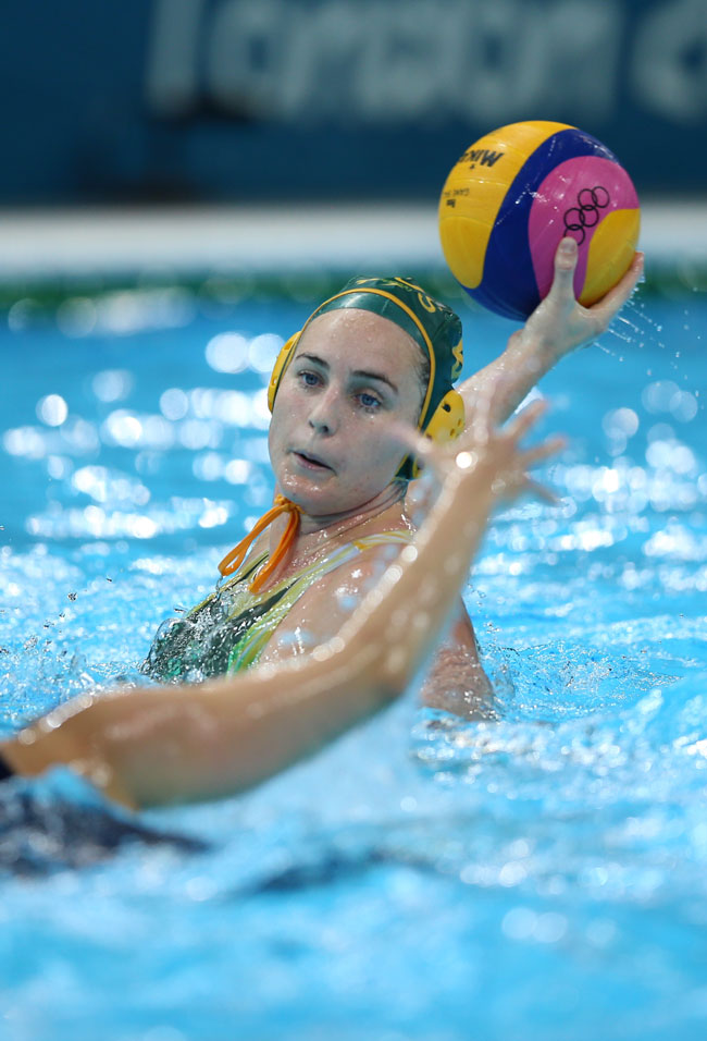 Glencora Ralph #9 of Australia passes the ball in the Women's Preliminary Round Water Polo match between Great Britain and Australia on Day 5 of the London 2012 Olympics at Water Polo Arena on August 1, 2012 in London, England. Glencora Ralph #9 of Australia passes the ball in the Women's Preliminary Round Water Polo match between Great Britain and Australia on Day 5 of the London 2012 Olympics at Water Polo Arena on August 1, 2012 in London, England.