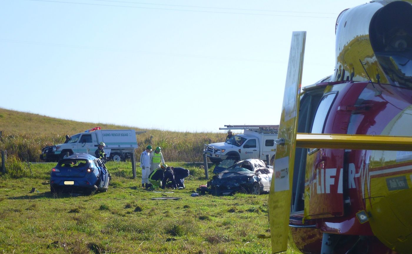 Scene of a crash at Dyraaba where Shaun Zagar, 28 and his children Kaleb, 6, and Zara, 5, were killed while waiting for a school bus. Scene of a crash at Dyraaba where Shaun Zagar, 28 and his children Kaleb, 6, and Zara, 5, were killed while waiting for a school bus.