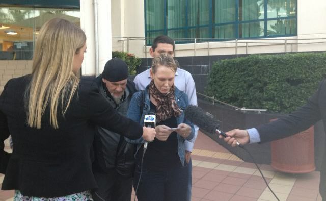 Luke McAuliffe's family members speak to media outside the Rockhampton courthouse. Luke McAuliffe's family members speak to media outside the Rockhampton courthouse.