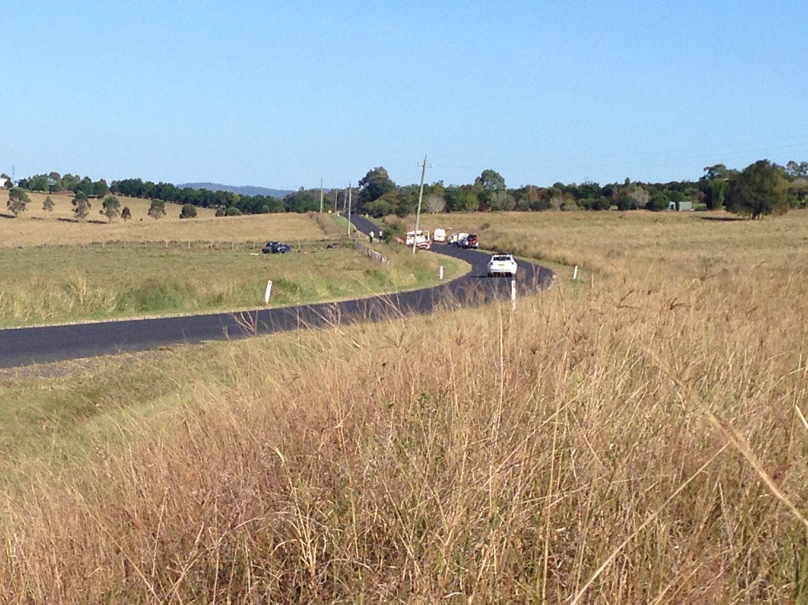 The scene at Dyraaba where three people were killed in a crash. The scene at Dyraaba where three people were killed in a crash.