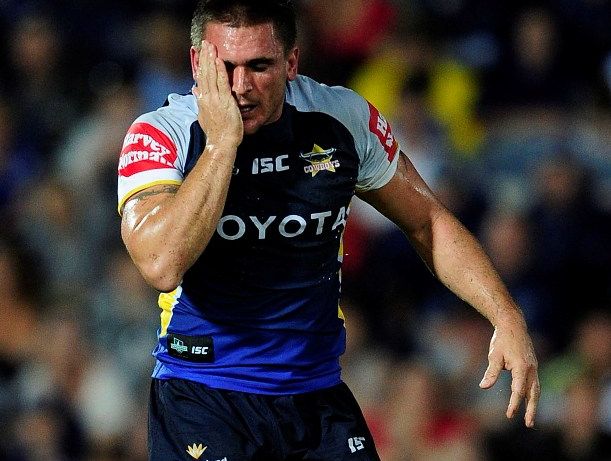 Joel Riethmuller of the Cowboys during the round four NRL match between the North Queensland Cowboys and the Cronulla Sharks at Dairy Farmers Stadium on March 24, 2012 in Townsville, Australia. Joel Riethmuller of the Cowboys during the round four NRL match between the North Queensland Cowboys and the Cronulla Sharks at Dairy Farmers Stadium on March 24, 2012 in Townsville, Australia.
