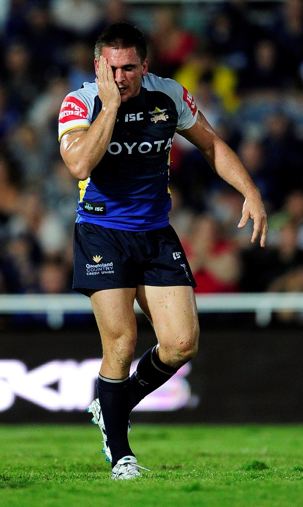 Joel Riethmuller of the Cowboys during the round four NRL match between the North Queensland Cowboys and the Cronulla Sharks at Dairy Farmers Stadium on March 24, 2012 in Townsville, Australia. Joel Riethmuller of the Cowboys during the round four NRL match between the North Queensland Cowboys and the Cronulla Sharks at Dairy Farmers Stadium on March 24, 2012 in Townsville, Australia.