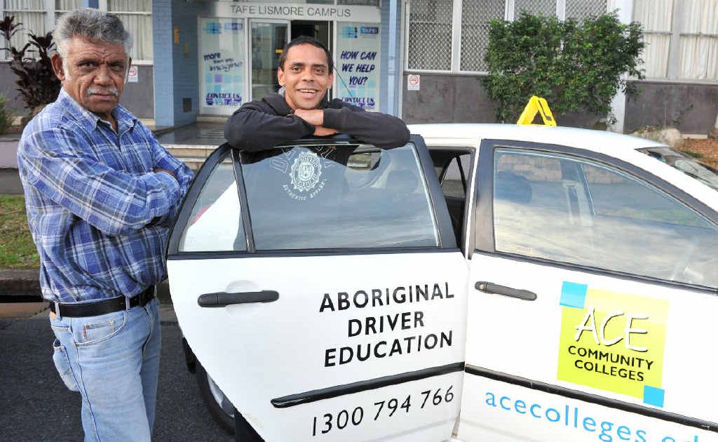 ON A ROLL: Tabulam elder Uncle Bucky, driving instructor for ACE in Lismore with his grandson, who he is teaching to drive, Basil Robinson of Casino. ON A ROLL: Tabulam elder Uncle Bucky, driving instructor for ACE in Lismore with his grandson, who he is teaching to drive, Basil Robinson of Casino.