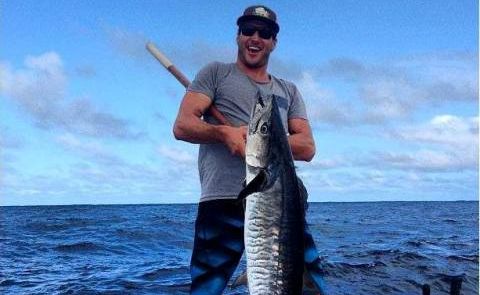 Joel 'Parko' Parkinson shows off a whopping spanish mackerel caught during his fishing trip off the Fijian coast Joel 'Parko' Parkinson shows off a whopping spanish mackerel caught during his fishing trip off the Fijian coast