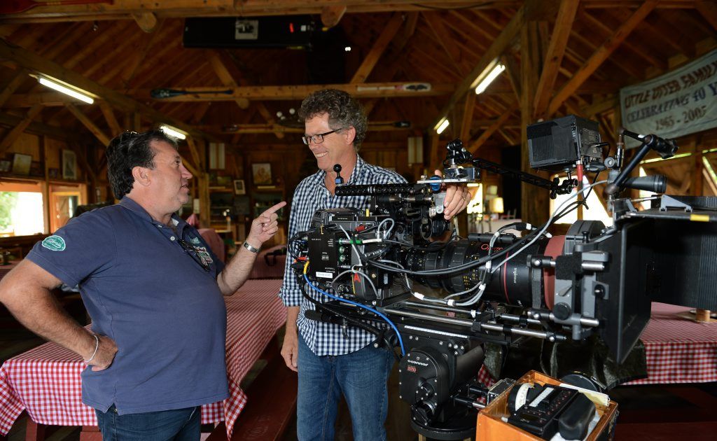 Making the TV series Camp has seen the US film crew shooting in various locations across the region. Pictured are producer Brett Popplewell with director of photography John Stokes on the set at Clarrie Hall Dam. Making the TV series Camp has seen the US film crew shooting in various locations across the region. Pictured are producer Brett Popplewell with director of photography John Stokes on the set at Clarrie Hall Dam.