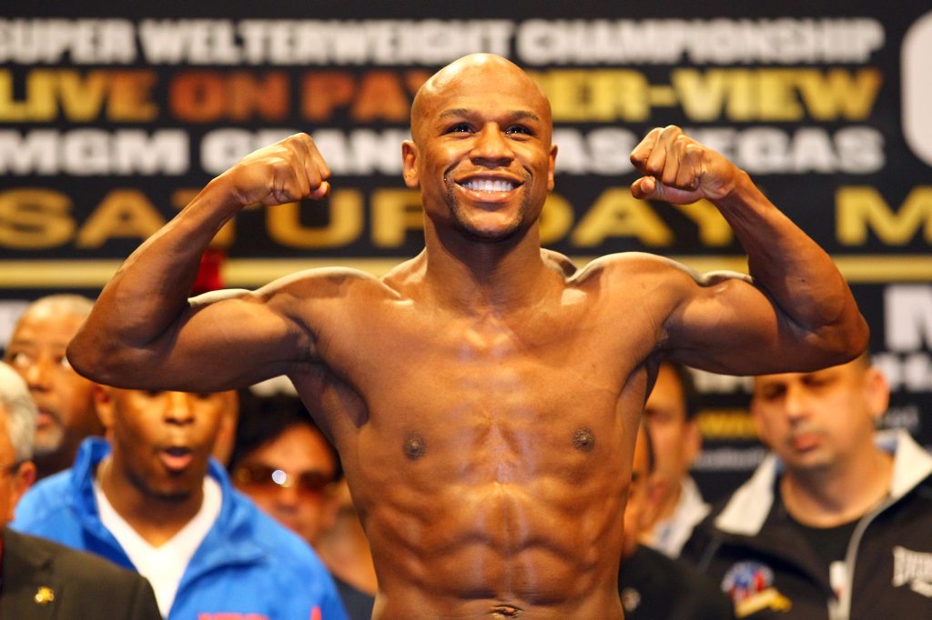 Boxer Floyd Mayweather Jr. poses at the MGM Grand Garden Arena on May 4, 2012 in Las Vegas, Nevada. Boxer Floyd Mayweather Jr. poses at the MGM Grand Garden Arena on May 4, 2012 in Las Vegas, Nevada.