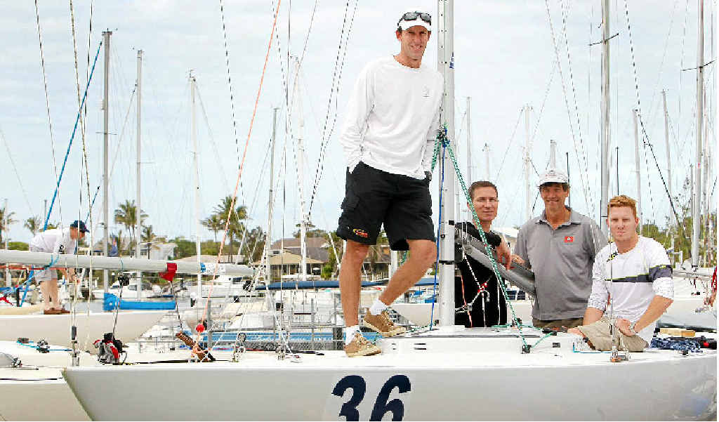 Dual Olympian Malcolm Page and crewmates Simon Cook, Mark Thornburrow and Klade Hauschildt are ready for a ding-dong battle. Dual Olympian Malcolm Page and crewmates Simon Cook, Mark Thornburrow and Klade Hauschildt are ready for a ding-dong battle.