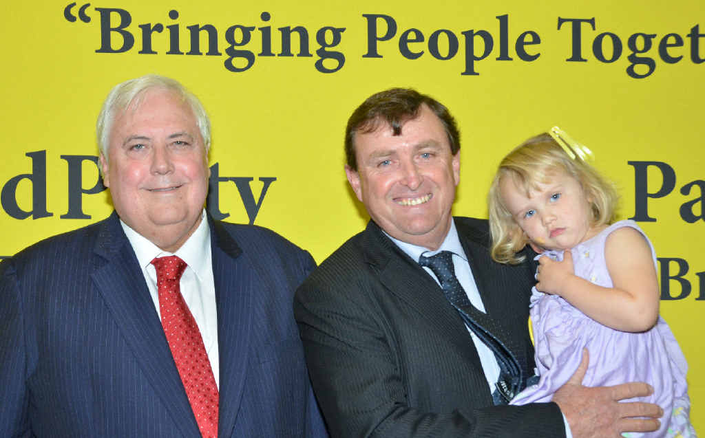 Clive Palmer and John Bjelke-Petersen at yesterday’s announcement at Kingaroy. Mr Bjelke-Petersen unsuccessfully contested the State seat of Nanango for the Nationals twice, losing both times to independent Dorothy Pratt. Clive Palmer and John Bjelke-Petersen at yesterday’s announcement at Kingaroy. Mr Bjelke-Petersen unsuccessfully contested the State seat of Nanango for the Nationals twice, losing both times to independent Dorothy Pratt.