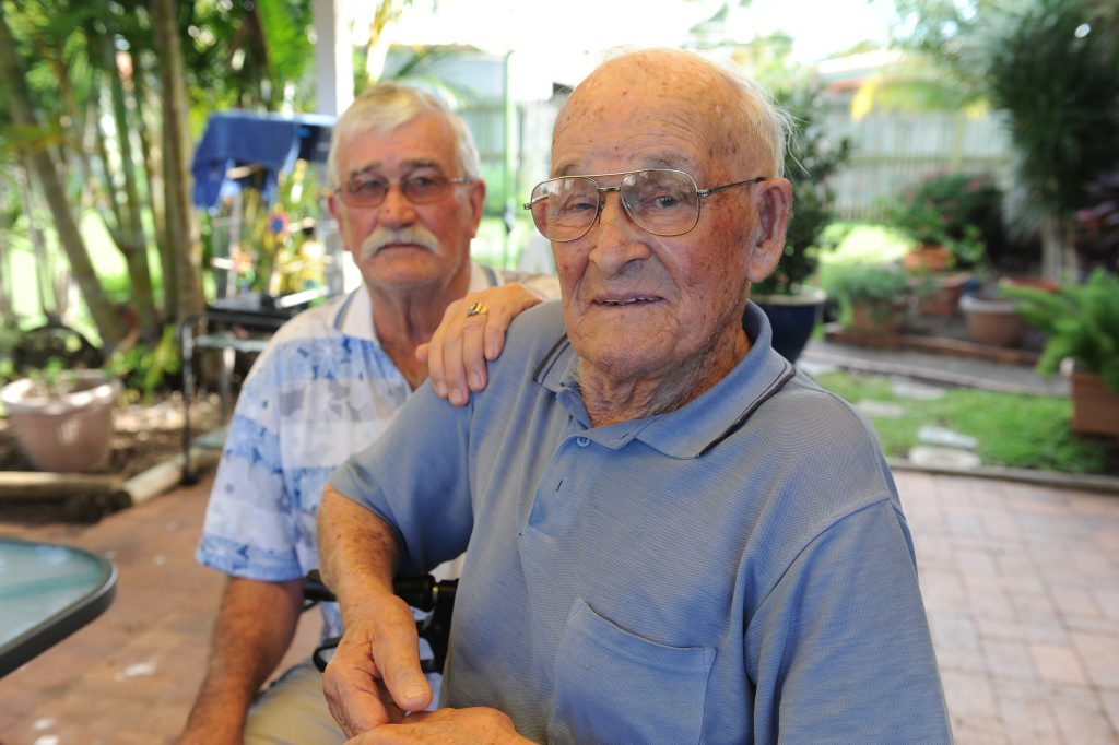 FLOOD RECOVERY: Noel Hustwick and his son Bruce Hustwick. Noel would like to get back to his home in Liberty Villas. Photo: Mike Knott / NewsMail FLOOD RECOVERY: Noel Hustwick and his son Bruce Hustwick. Noel would like to get back to his home in Liberty Villas. Photo: Mike Knott / NewsMail