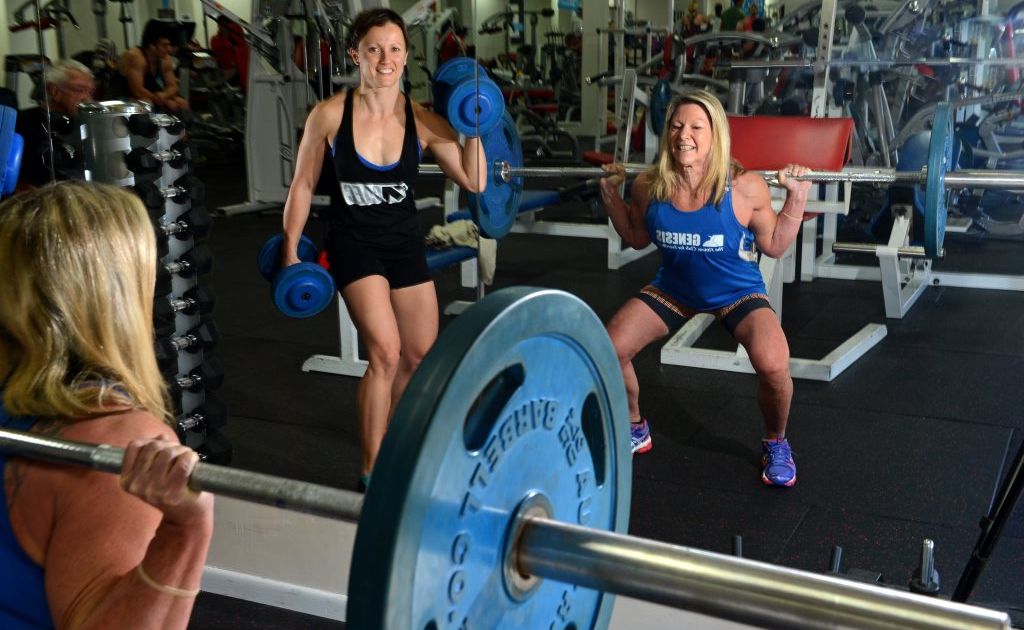 Alana Andrews and Coralie Weir at the Currumbin Genisis gym. Alana Andrews and Coralie Weir at the Currumbin Genisis gym.