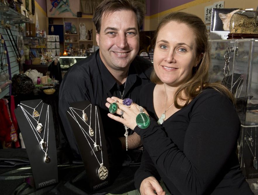 Terry and Leanne Jennings from Avalon Crystals. Made in Heaven Creations jewellry. Photo Nev Madsen / The Chronicle Terry and Leanne Jennings from Avalon Crystals. Made in Heaven Creations jewellry. Photo Nev Madsen / The Chronicle