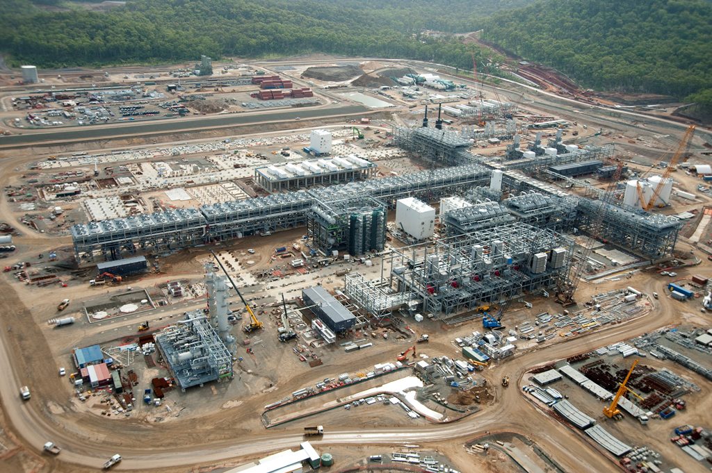 An aerial view of the QCLNG project. An aerial view of the QCLNG project.