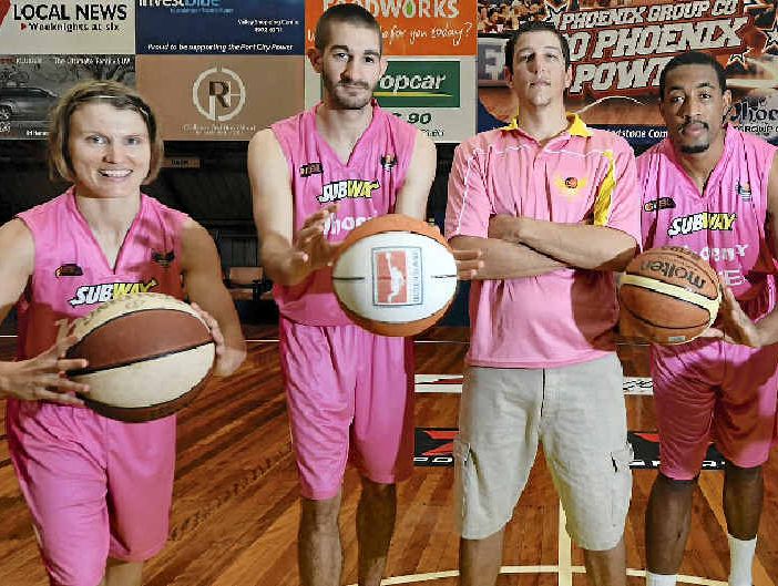 HOT SHOTS: Wearing Pink for Cancer at this weekend’s basketball games; Jessica Bibby, Brayden Hobbs, coach Dale Iwanicki, Justin Baker and Natalie Hurst from Phoenix Power. HOT SHOTS: Wearing Pink for Cancer at this weekend’s basketball games; Jessica Bibby, Brayden Hobbs, coach Dale Iwanicki, Justin Baker and Natalie Hurst from Phoenix Power.