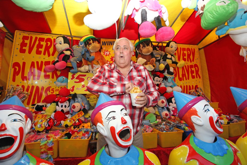 Clive Palmer at the Sunshine Coast Show. Unfortunately the joke's now on us. Clive Palmer at the Sunshine Coast Show. Unfortunately the joke's now on us.