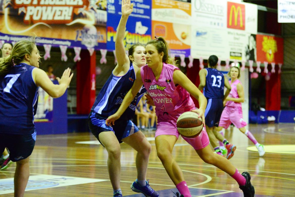 Image for sale: Phoenix Power verse Northside Wizards women's basketball game at the Gladstone Kev Broome Stadium. Smooth score Rachel Pryor. Photo Brenda Strong / The Observer