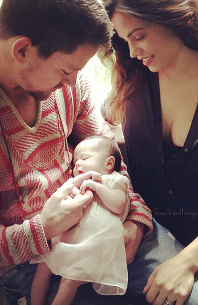 Channing Tatum and wife with baby Everly. Channing Tatum and wife with baby Everly.