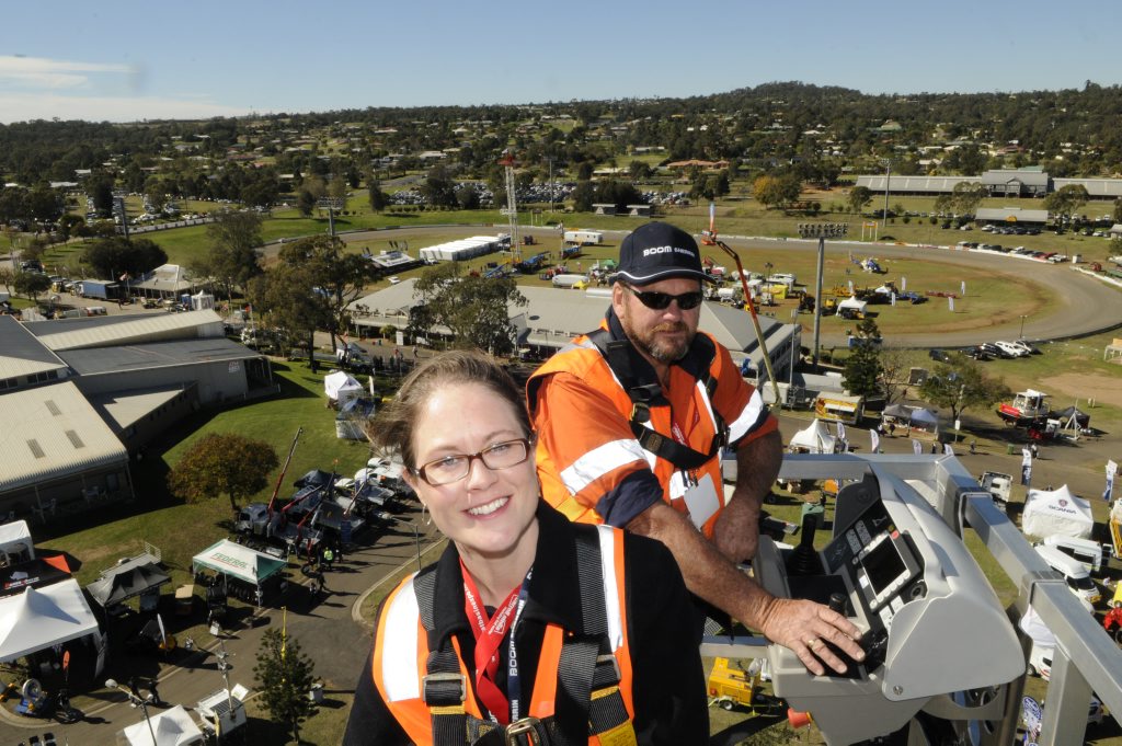 Getting a bird's eye view of the expo are Marie-Claire Wood (left) and Darryl Schwass from Boom Sherrin. Getting a bird's eye view of the expo are Marie-Claire Wood (left) and Darryl Schwass from Boom Sherrin.