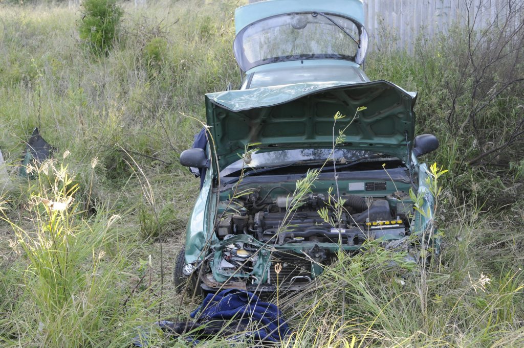 The vehicle that is believed to have been run off the roads in Highfields. The vehicle that is believed to have been run off the roads in Highfields.