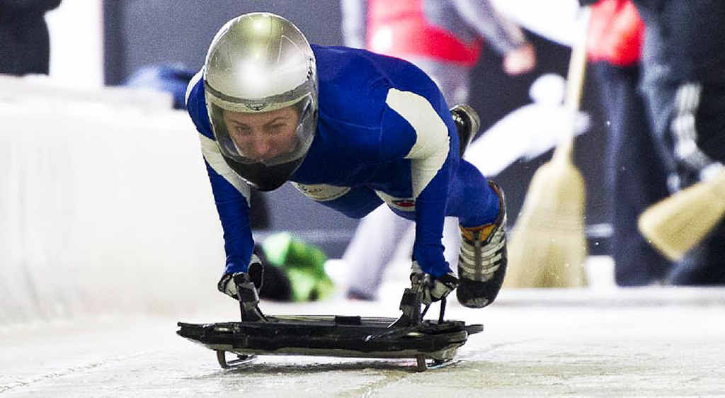 Jessica Golding racing in the skeleton event. Jessica Golding racing in the skeleton event.