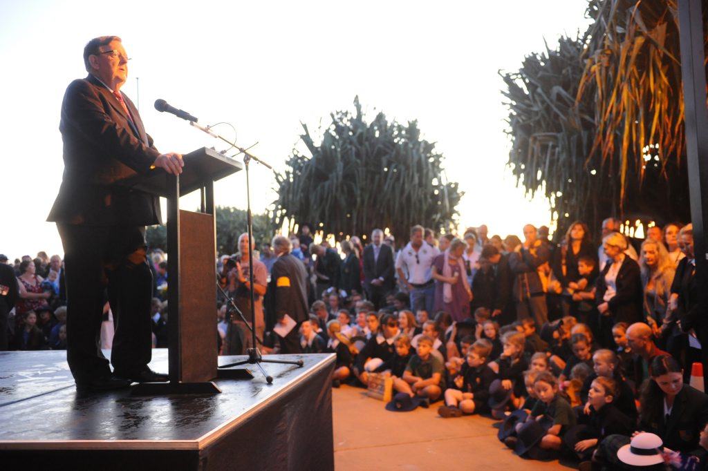 ANZAC DAY: Member for Hinkler Paul Neville addressing the large crowd at the Bargara Dawn Service. Photo: Mike Knott / NewsMail ANZAC DAY: Member for Hinkler Paul Neville addressing the large crowd at the Bargara Dawn Service. Photo: Mike Knott / NewsMail