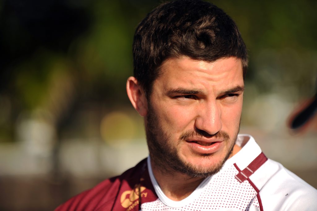 Image for sale: Matt Gillett speaks to the media at the Maroons training session at Palmer Coolum Resort. Photo: Iain Curry / Sunshine Coast Daily