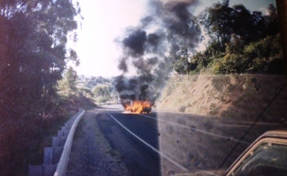 The car which burst into flames after a motorcycle became trapped underneath it, somewhere in the Tweed. Do you recognise this location? The car which burst into flames after a motorcycle became trapped underneath it, somewhere in the Tweed. Do you recognise this location?