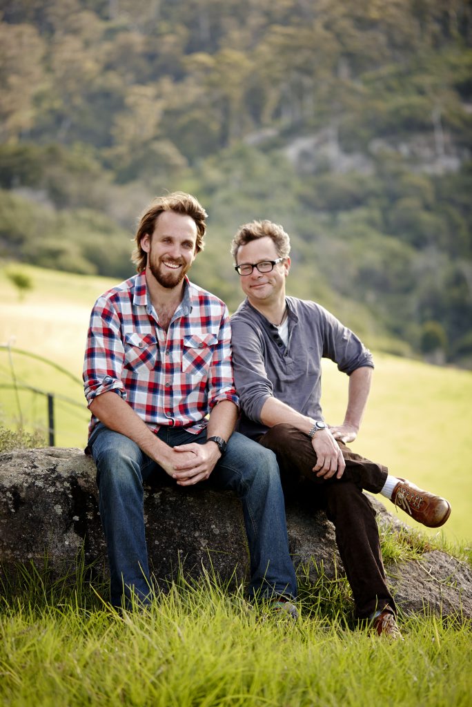River Cottage Australia host Paul West, left, pictured with British River Cottage host Hugh Fearnley-Whittingstall. River Cottage Australia host Paul West, left, pictured with British River Cottage host Hugh Fearnley-Whittingstall.