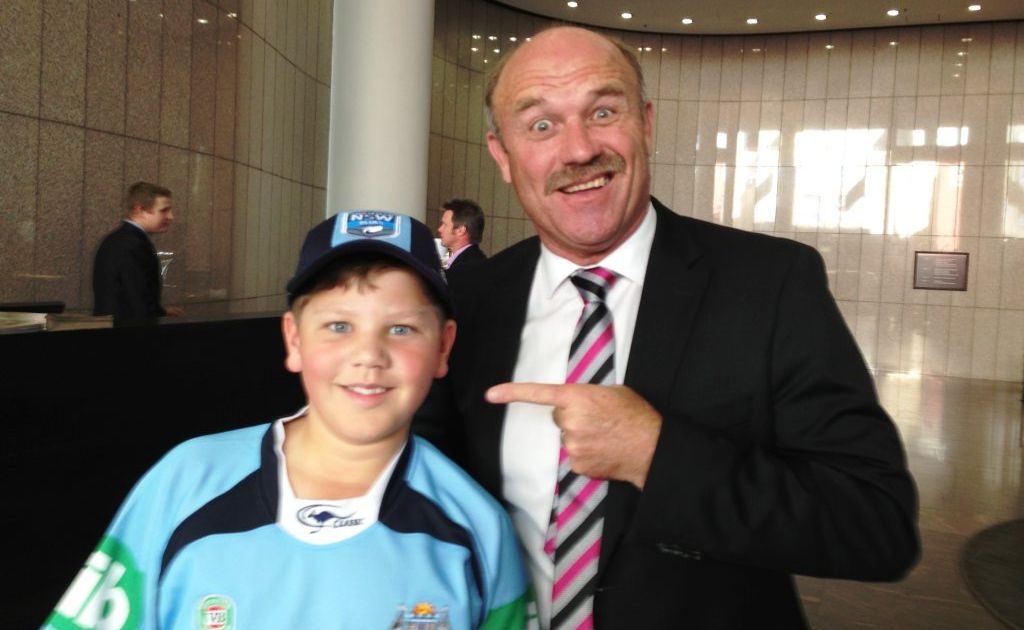 Brendan Garratt from Kingscliff with Wally Lewis. Brendan Garratt from Kingscliff with Wally Lewis.