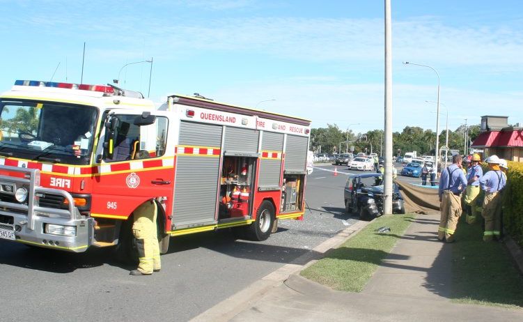 Emergency services at the scene of a fatal crash on Musgrave St, outside Amart Sports, at lunchtime today. Emergency services at the scene of a fatal crash on Musgrave St, outside Amart Sports, at lunchtime today.