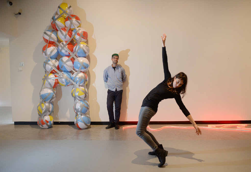 Choreographer Fleur Conlon and artist Rigobert Pupacher prepare for the Power Soup performance at the Gladstone Art Gallery and Museum. Choreographer Fleur Conlon and artist Rigobert Pupacher prepare for the Power Soup performance at the Gladstone Art Gallery and Museum.