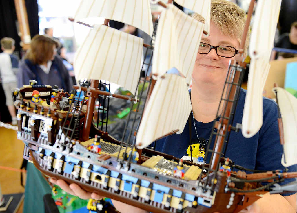 Tara Anderson with one of her pirate ships. Tara Anderson with one of her pirate ships.