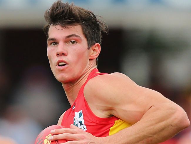 Jaeger O'Meara of the Suns runs the ball during the round 14 AFL match between the Gold Coast Suns and the Adelaide Crows Jaeger O'Meara of the Suns runs the ball during the round 14 AFL match between the Gold Coast Suns and the Adelaide Crows