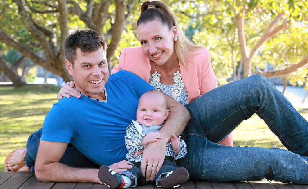 Genine Howard, 39, with husband Rowan and their baby boy Jack, 5 months. Genine Howard, 39, with husband Rowan and their baby boy Jack, 5 months.