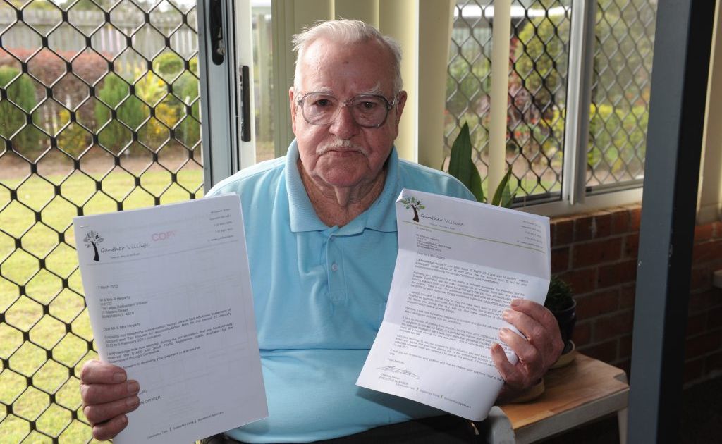 Reg and Peggy Hegarty are upset at having received a bill of seven hundred and fifty dollars for their time they spent at the Gunther Village in Gayndah. The elderly couple were evacuated from their home in North Bundaberg during the floods. Reg and Peggy Hegarty are upset at having received a bill of seven hundred and fifty dollars for their time they spent at the Gunther Village in Gayndah. The elderly couple were evacuated from their home in North Bundaberg during the floods.