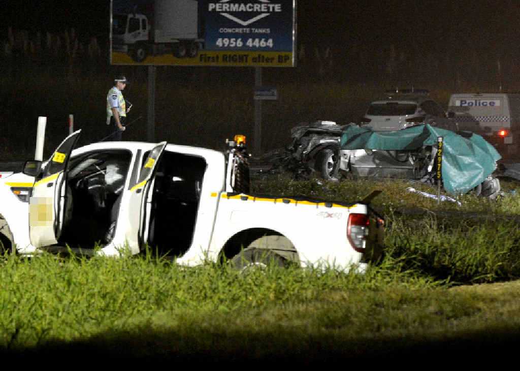 The scene on the Bruce Highway at Sandy Creek, where two young girls died. The scene on the Bruce Highway at Sandy Creek, where two young girls died.
