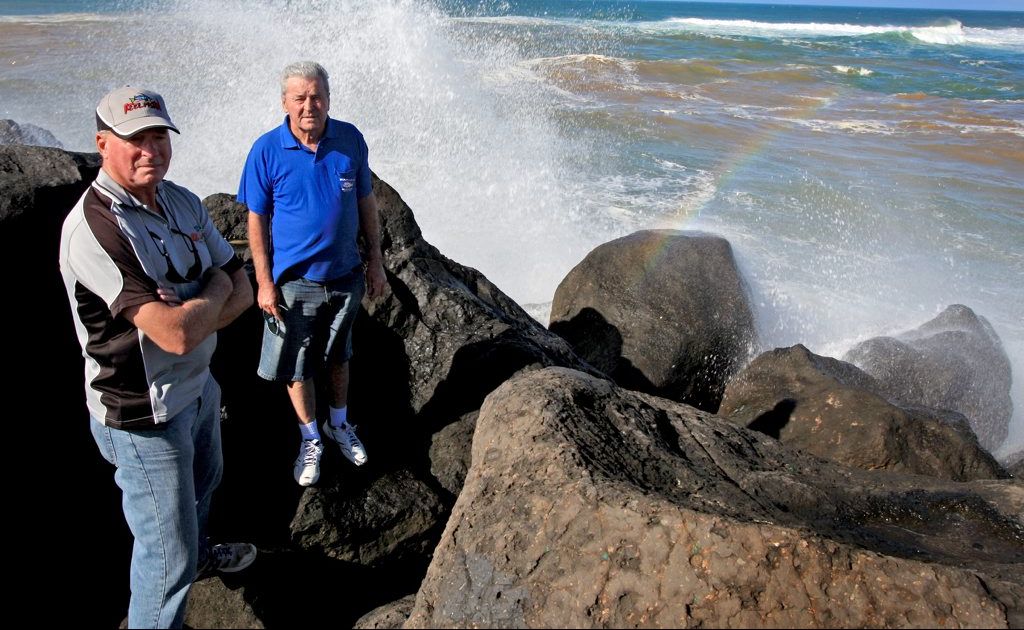 John Ede from Reel Fishing Charters and Peter Bolic from Sea Master fishing charters at the Tweed Bar. John Ede from Reel Fishing Charters and Peter Bolic from Sea Master fishing charters at the Tweed Bar.
