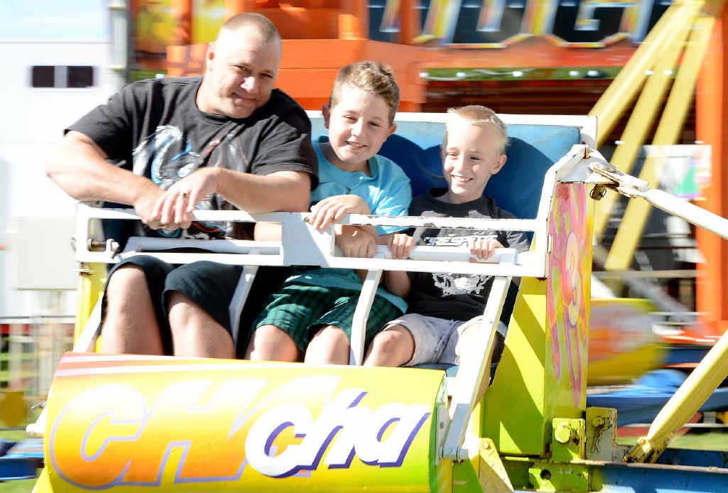 DAY OUT: Robert Nauta with his son Kane (right) and step son Cody Pickering (middle) enjoying the Laidley Show. DAY OUT: Robert Nauta with his son Kane (right) and step son Cody Pickering (middle) enjoying the Laidley Show.