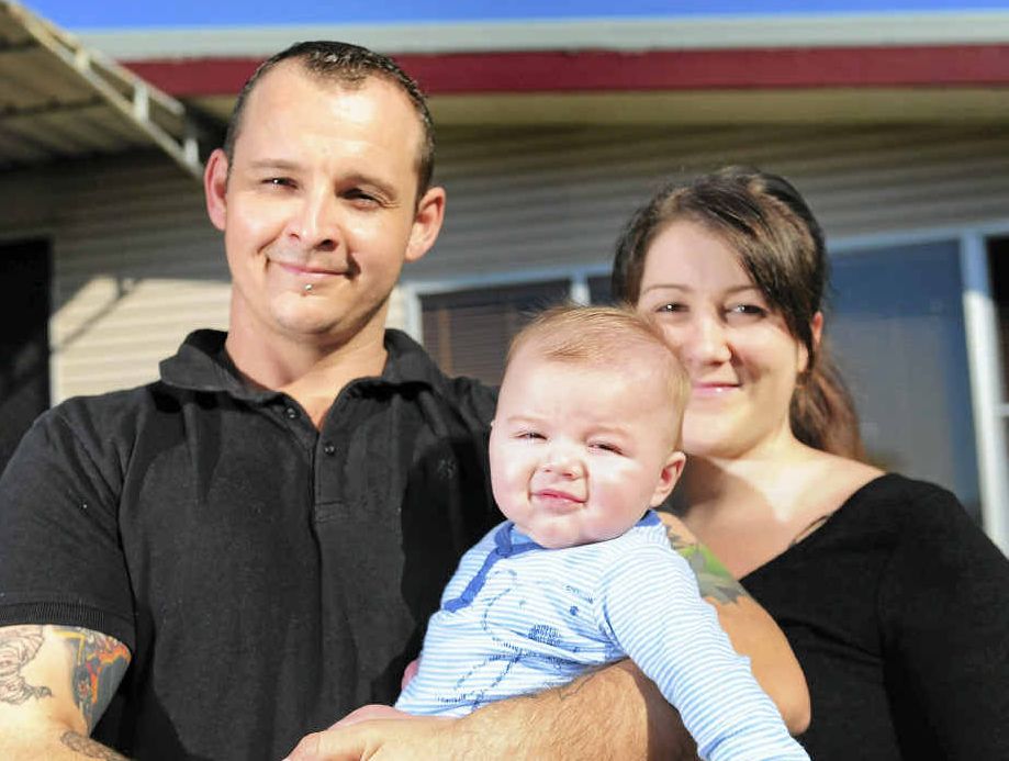 HAPPY FAMILY: Pat (left), William, 5 months and Jess Beresford have their own “triangle of happiness”. HAPPY FAMILY: Pat (left), William, 5 months and Jess Beresford have their own “triangle of happiness”.