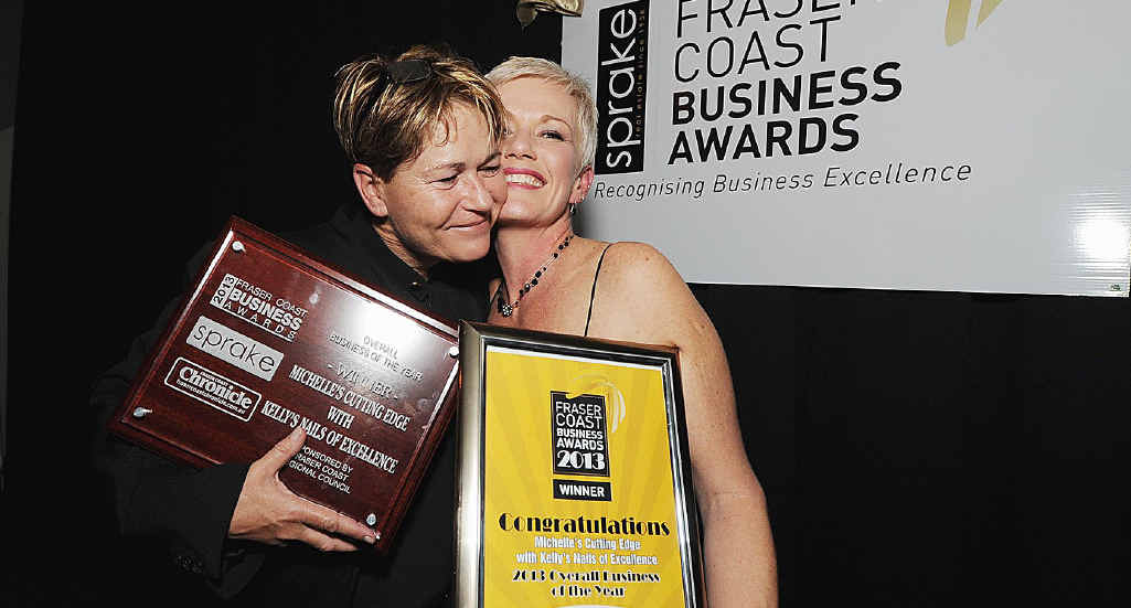 BUSINESS AWARDS: The Business of the Year award went to Kelley Nancarrow, of Kelley’s Nails of Excellence and Michelle Byrne of Michelle’s Cutting Edge. BUSINESS AWARDS: The Business of the Year award went to Kelley Nancarrow, of Kelley’s Nails of Excellence and Michelle Byrne of Michelle’s Cutting Edge.