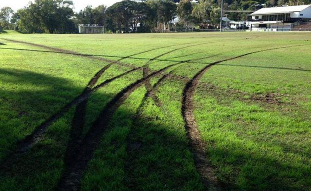 Jim Devine Field, home of Murwillumbah Football Club, was badly damaged by hooning on Saturday morning. Jim Devine Field, home of Murwillumbah Football Club, was badly damaged by hooning on Saturday morning.