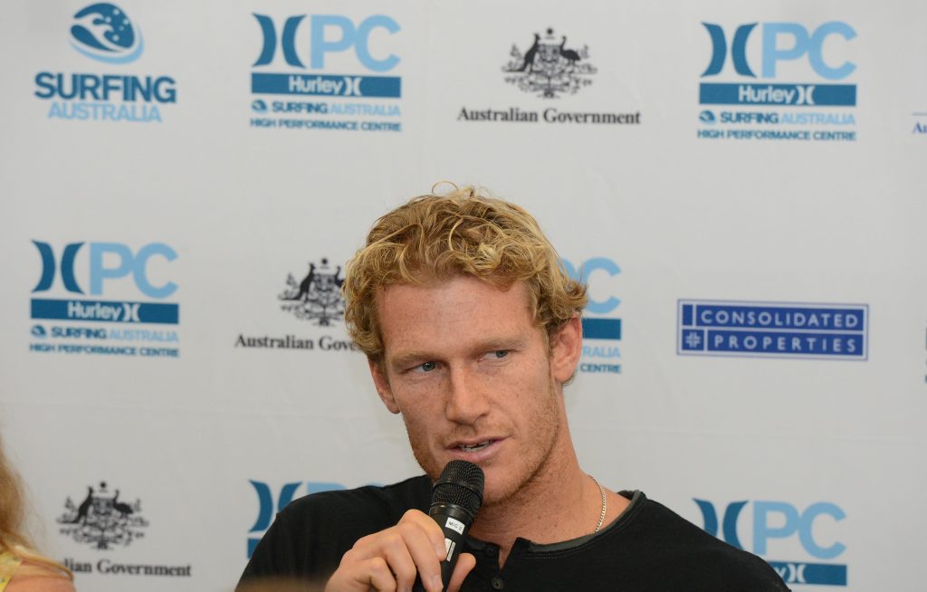 World Tour Surfer Bede Durbidge taking questions from the media. World Tour Surfer Bede Durbidge taking questions from the media.