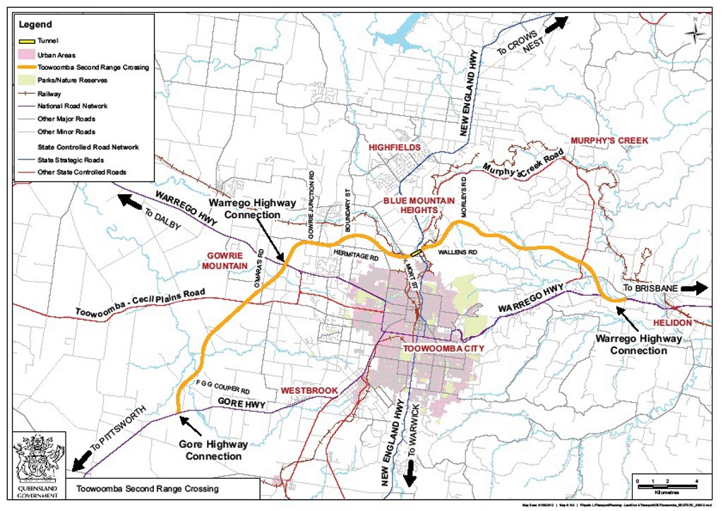 A map of the proposed Toowoomba bypass. A map of the proposed Toowoomba bypass.