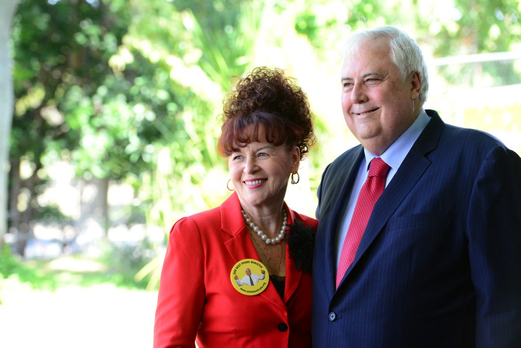 Diane Hamilton (Capricornia electorate candidate) and Clive Palmer at Palmer United Party campaign launch in Rockhampton.
