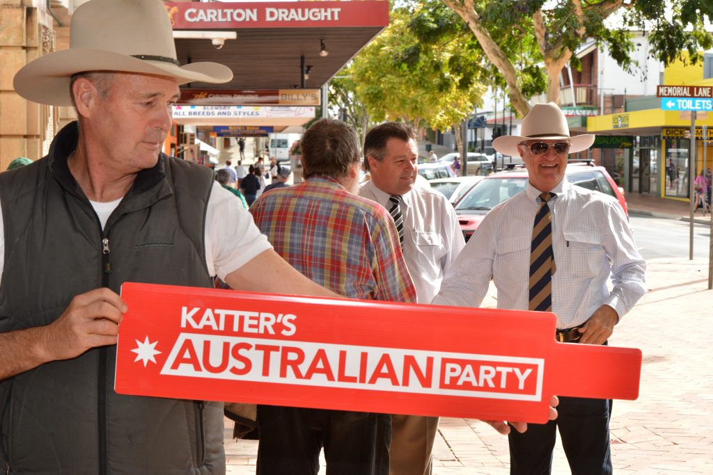 Katter's Australian Party Gympie volunteer Wayne Robertson, Wide Bay candidate Gordon Dale and the man himself, Bob Katter in Mary St yesterday. Katter's Australian Party Gympie volunteer Wayne Robertson, Wide Bay candidate Gordon Dale and the man himself, Bob Katter in Mary St yesterday.